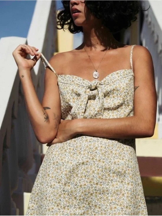 Billabong Endless Summer Knot Front Mini Dress Floral Smocked Back S - Picture 3 of 10